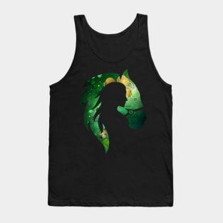 Irish Girl and Horse with Shamrock Pattern Vintage Distressed Design Tank Top